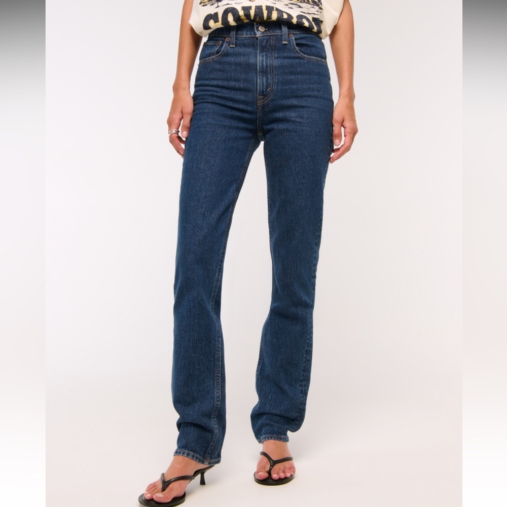 Abercrombie & Fitch 90s Straight Ultra High Rise Jeans - Dark Blue